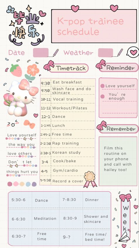 Korean Diet Planner, K Pop Diets, Trainee Kpop Schedule, Kpop Trainee Daily Schedule, Kpop Diets, Wonyoungism Tips, Kpop Trainee, Korean Lifestyle, Kpop Workout