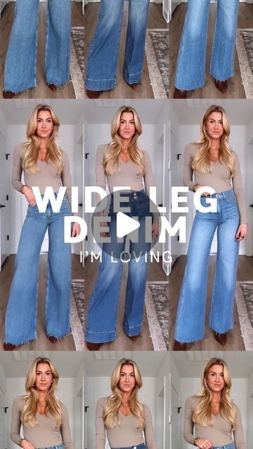 Leanne Barlow | Style Inspo on Instagram: "My top Four picks for the best high-rise wide leg denim. Comment LINK and I’ll DM you the details! I also broke them down for you based on comfort, fit, and length. Some of the pairs are on sale right now at a few different retailers too. Wide leg (when done well) are some of my favorite most flattering jeans. MORE WAYS TO SHOP: 1️⃣ Leave a comment with the word LINK and I’ll send you an instagram direct message with the link 2️⃣ Find the links in my stories for 24 hours 3️⃣ Click the link in my bio 4️⃣ My DEC REELS highlight 5️⃣ Follow me in the @shop.LTK app - I’m @leannebarlow there #widelegdenim #falldenim #victoriabeckhamstyle #highrisejeans" Most Flattering Jeans, Leanne Barlow, Instagram Direct Message, Victoria Beckham Style, Flattering Jeans, Instagram Direct, Fall Denim, Lovely Things, Wide Leg Denim