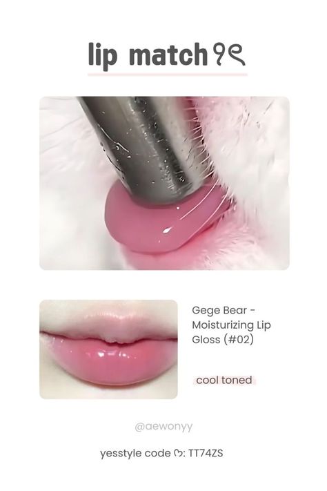 Bunny Tongue Lip, Cool Tone Lippies, Bunny Tongue Lip Gloss, Korean Pink Lips, Chinese Makeup Look, Bunny Tongue, Makeup Look Ideas, Chinese Makeup, Xmas Wishlist