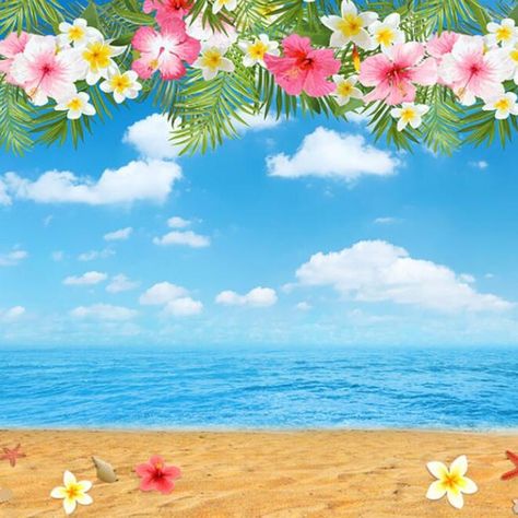 Moana Background, Moana Backdrop, Hawaiian Background, Summer Backdrop, Halloween Photography Backdrop, Summer Beach Photography, Birthday Photo Background, Rainforest Photography, Blue Sky White Clouds