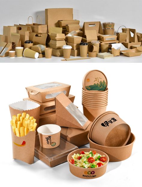 Fast Food Packaging Ideas, Craft Food Packaging, Food Container Packaging, Delivery Food Packaging, Cafe Food Packaging, Food Packing Ideas For Business, Food Packing Ideas, Food Truck Packaging, Food Packing Design