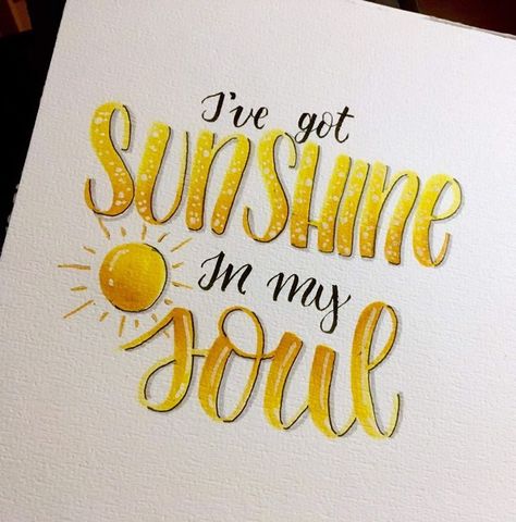 Sunshine In My Soul, Calligraphy Quotes Doodles, Brush Lettering Quotes, Brush Pen Lettering, Hand Lettering Inspiration, Hand Lettering Art, Drawing Quotes, Calligraphy Quotes, Calligraphy Handwriting