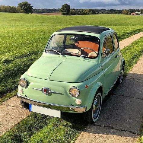 Fiat 500 Central on Instagram: “COME ON!! 🤤 That pastel green is next LEVEL 🔝 . 🔴For more @fiat500central #fiat #fiat500 #cinquecento #italy #cinquino #vintage…” Sage Green Porsche, Sage Green Fiat 500, Fiat 500x Aesthetic, Green Fiat 500, Green Vintage Car Aesthetic, Fiat 500 Vintage, Vintage Fiat 500 Italy, Smart Boy, Fiat Cars