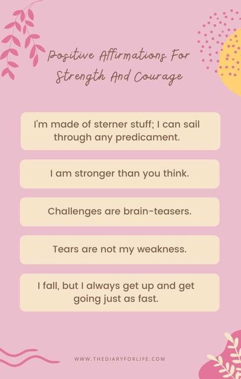 85 Most Powerful Positive Affirmations For Strength & Courage Affirmation Self Love, Quotes Law Of Attraction, Inspirational Affirmations, Positivity Quotes, Attraction Affirmations, Emotional Strength, Stronger Than You Think, Mental Strength, Law Of Attraction Tips