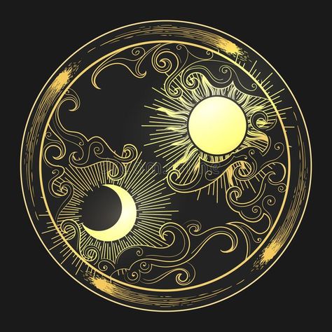 Sun Moon Design, Sun And Moon Drawings, Motif Art Deco, The Sun And Moon, Cool Pencil Drawings, Graphic Design Elements, Moon Drawing, Celestial Art, Arte Fantasy