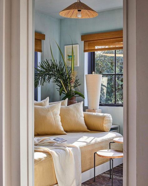 LM Design Studio on Instagram: “If you need me I’ll be right here. . . @mckinleybungalows @studiorobertmckinley via @ruemagazine 📸 @nicole_franzen . . . . . . . .…” Robert Mckinley, Small Guest Rooms, The Shade Store, Classic Window, Bungalow Renovation, Cozy Sofa, Window Covering, Bamboo Blinds, French Colonial