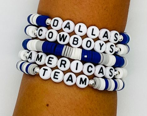 Dallas Cowboys Clay Bracelets, Dallas Cowboys Bracelets, Slay Bracelets, Cowboy Bracelet, Dallas Cowboy Bracelet, Dallas Cowboys Decor, Bracelet Business, 80s Stuff, Team Bracelets