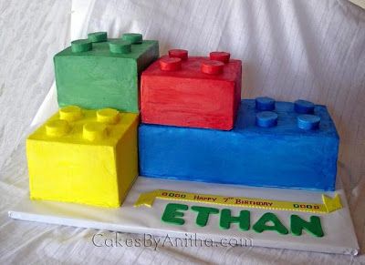 Cakes by Anitha: Lego blocks cake Lego Blocks Cake, Lego Man Cake, Cheerleader Birthday, Lego Birthday Cake, Man Cake, Lego Cake, Lego Birthday Party, Blue Truck, Lego Man