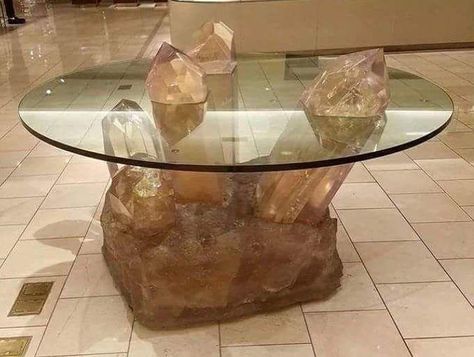 10.6k Likes, 235 Comments - Ashley & Jordan French (@crystal.tribe) on Instagram: “✨ How unique is this gorgeous Quartz coffee table 😍🙌🏻 Such a beautiful creation ✨ || reposted via…” Palaces Interior, Crystal Decor Ideas, Quartz Crystal Decor, Crystal Furniture, Quartz Table, Crystal Table, Crystals In The Home, Boho Interior, Crystal Decor