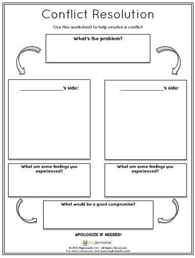 Social Skills Worksheets, Conflict Resolution Worksheet, Family Therapy Activities, Types Of Conflict, Counseling Worksheets, Mental Health Activities, School Social Work, Therapeutic Activities, Counseling Activities