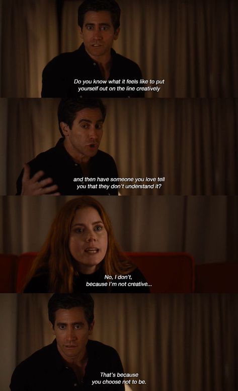 Nocturnal Animals (2016) Nocturnal Animals Movie Aesthetic, Nocturnal Animals Quotes, Nocturnal Quotes, Jake Gyllenhaal Nocturnal Animals, Nocturnal Animals Movie, Romance Movie Scenes, Best Movie Lines, Best Movie Quotes, Line Tv