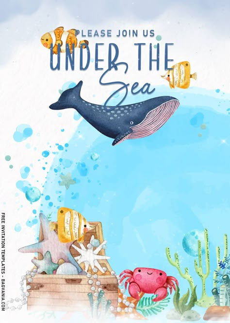 Under The Sea Theme Invitations, Ocean Theme Birthday Invitations, Under The Sea Invitations 1st Birthdays, Under The Sea Invitations Template, Aquarium Birthday Invitations, Under The Sea Templates Free Printable, Under The Sea Template, Under The Sea Party Invitations, Under The Sea Birthday Party Invitations