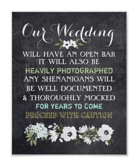 Chalkboard Open Bar Wedding Sign. Floral funny sign to use at your wedding or any other function as the text is customizable. Font styles & colors customizable. Open Bar Wedding Sign, Bar Wedding Sign, Open Bar Wedding, Chalkboard Theme, Wedding Wall Art, Funny Wedding Invitations, Funny Wedding Photos, Bar Wedding, Ceremony Signs