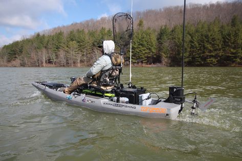 Kayak fishing isn’t just a paddlesport anymore, so get cruising with these tips on how to convert any kayak to a pedal drive or motor. Pedal Powered Kayak, Motorized Kayak, Kayak Fishing Setup, Kayak Fishing Diy, Pedal Kayak, Sup Fishing, Kayak Cart, Angler Kayak, Kayak Fishing Gear