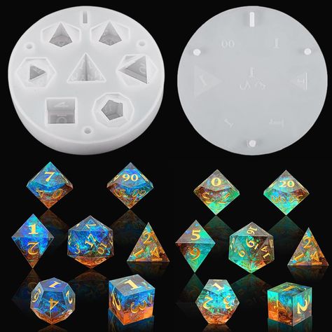 PRICES MAY VARY. 7 Styles Polyhedral Game Dice Molds Set ：Contains 7 different dice mold: 1xD4, 1xD6, 1xD8, 2xD10 (one 00-90, one 0-9), 1xD12, 1xD20. DND dice molds for resin: Our dice silicone molds for resin are made of high quality silicone, flexible and reusable, easy to use, demold and clean. Easy to Use:Use different colors to make the numbers more prominent and clearly visible in the background, allowing you to focus more on the game. Wide range of uses: DIY unique dice for D&D (Dungeon a Diy Resin Dice, Dice Making, Jewelry Casting, Formy Silikonowe, Mold Kit, Casting Resin Molds, Polyhedral Dice, Dnd Dice, Casting Jewelry