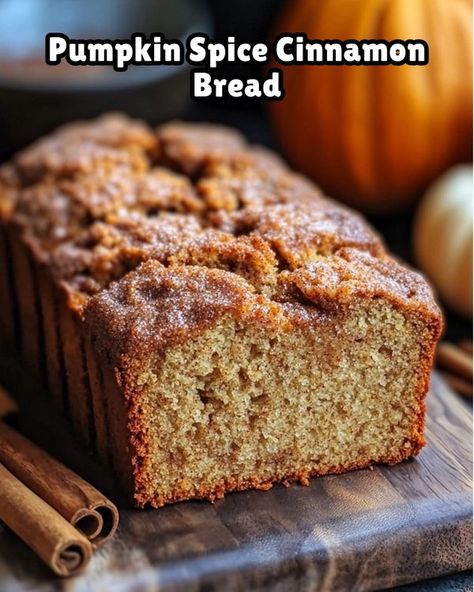 Flavorful Recipes | Pumpkin Spice Cinnamon Bread 🎃🍞 | Facebook Pumpkin Cinnamon Bread Recipe, Pumpkin Spice Baked Goods, Cinnamon Pumpkin Bread, Pumpkin Cinnamon Bread, Pumpkin Spice Bread Recipe, Cinnamon Loaf Bread, Pumpkin Doughnuts, Baking Fall, Pumpkin Doughnut