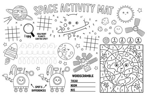 Printable Play Mat, Printable Placemat, Xmas Printables, Activity Placemat, Xmas Tags, Teacher Craft, Placemats Kids, Space Activities, Free Printable Activities