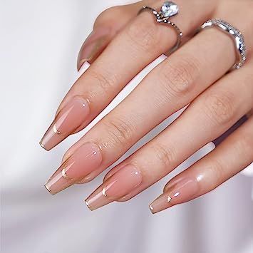 Outline French Tip, Press On Nails Coffin, French Tip Press On Nails, Press On Nails Long, Impress Nails, Long Press On Nails, Halloween Press On Nails, Soft Gel Nails, Nails Long