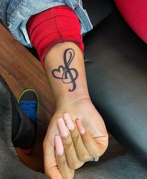 I Love Music Tattoo Ideas, Musical Notes Tattoo Ideas, Cute Tattoos Music, Love For Music Tattoo, Musical Tattoos For Women, Cold Heart Tattoo, Music Note Tattoos For Women, Music Notes Tattoo Designs, Song Tattoos Ideas