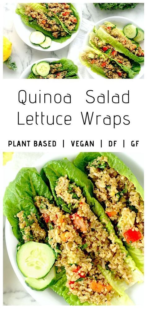 Quinoa Salad + Lettuce Wraps - Olive Real Food Quinoa Wrap Recipes, Costco Quinoa Salad, Quinoa Salad Dressing, Quinoa Wrap, Vegan Lettuce Wraps, Vegan Quinoa Salad, Quinoa Recipes Healthy, Salad Lettuce, Plant Based Lunch