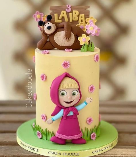 3rd Birthday Cakes For Girls, Masha Cake, Curious George Cakes, Doodle Cake, Cakes For Kids, Cartoon Birthday Cake, Cake Designs For Girl, Twin Birthday Cakes, Cake Designs For Kids