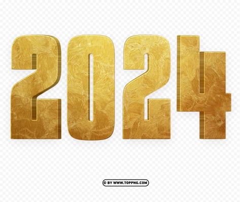 2024 3d Text, 2024 Gold, Happy Birthday Icons, Birthday Icon, Happy New Year 2024, Png Text, Gold Text, 3d Text, Text Effect