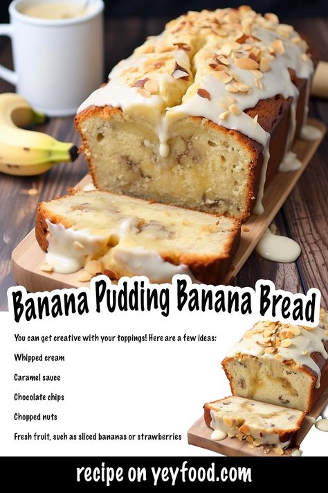 Yeyfood.com: Recipes, cooking tips, and kitchen hacks for home cooks of all levels Banana Pudding Banana Bread Recipe, How To Package Banana Bread To Sell, Banana Bread With Pudding, Pudding Banana Bread, Biscuit Bread Pudding, Comfort Baking, Bananas Recipe, Rich Banana Bread, Pudding Banana