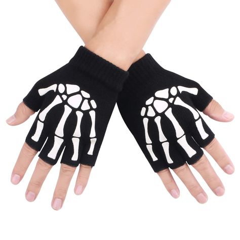 PRICES MAY VARY. 【Style】The printing of the bones on the gloves are stretchy so they won’t crack. 【Size】 Gloves come with standard, one-size fits all sizing. 【Material】 made of acrylic fibers, this skeleton gloves touches soft 【Applicable occasions】 Gloves can be used for dressing parties, masquerade or Christmas parties, as well as everyday wear and outdoor sports. 【Unisex 】Skeleton Black Durable Warm Fingerless ，Glow in the Dark Knit Gloves Christmas Gift Costume, Goth Gloves, Skeleton Gloves, Knitted Gloves Mittens, Emo Accessories, Kids Mittens, Kid Gloves, Cold Weather Gloves, Cotton Gloves