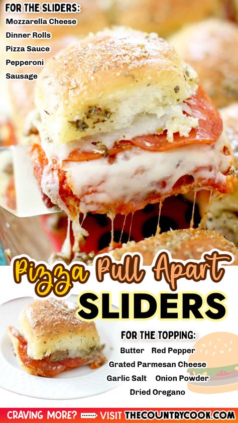 Pepperoni And Cheese Sliders, Pull Apart Pizza Sliders, Pizza Sliders Recipes, Hawaiian Pepperoni Pizza Sliders, Pull Apart Cheeseburger Sliders, Pizza Sliders Pepperoni, Easy Pizza Sliders, Single Meals, Pepperoni Pizza Sliders