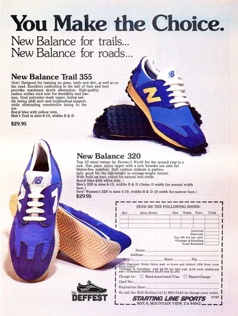 New Balance 1978 vintage Trail 355 and 320 running shoes sneakers @ The Deffest Vintage New Balance Poster, New Balance Branding, 90s Running Shoes, Sneaker Ads, Vintage Trail, Vintage New Balance, Vintage Sports Clothing, New Balance Trail, New Balance Running Shoes