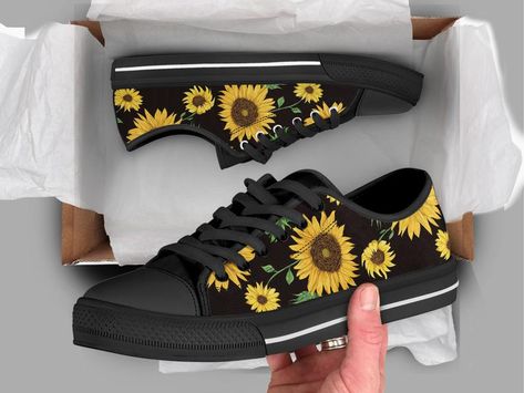 Best Sunflower Shoes Sunflower Sneakers Cute Shoes Sunflower | Etsy Sunflower Shoes, Sneakers Cute, Low Top Converse, Turtle Gifts, Converse Style, Popular Shoes, Shoe Art, Style Sneakers, Trendy Sneakers