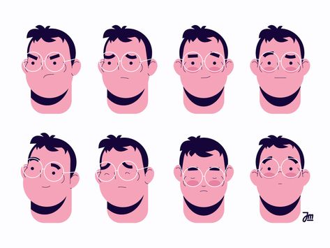 Faces by Jerzy Wierzy Simple Face Illustration, Simple Character Design, Flat Character, Character Design Challenge, Simple Character, Vector Character Design, Face Illustration, Character Design Sketches, Male Character