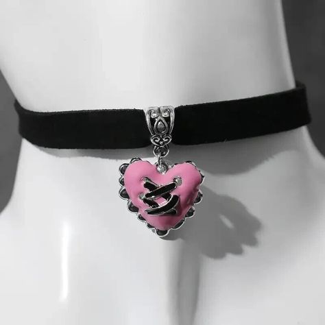 Elevate your style with this handmade Black Velvet Choker Necklace featuring a charming Pink Heart Pendant. #pumpkinsticker #halloweensticker #catstickers #halloweenstickers #chokerjewellry #chokerjewellery #jewelry #locketnecklace #chainchoker #designerchokersets #jewellove #chokarjewellery #weddingjewellery #silverbracelet #chokernecklaceset #luxuryweddingjewellery #kundanjewelleryforsell #bridalsetjewellery #kundanchokers #kundanchokersets #ilovechoker #wearchokers #southindianjewellery #roy Pink Heart Pendant, Black Velvet Choker Necklace, Velvet Necklace, Velvet Choker Necklaces, Black Velvet Choker, Alternative Jewelry, Heart Pendants, Witch Jewelry, Goth Jewelry