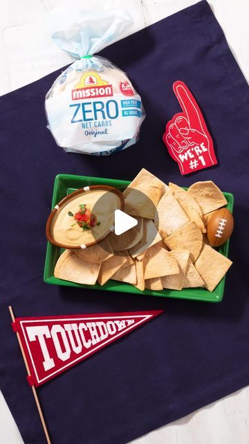 Mission Foods on Instagram: "Your Big Game snack playbook: cheesy high-protein dip, and low-carb chips made from our Zero Net Carb Tortillas. 🏈 Flavor touchdown!" Protein Dip, Low Carb Chips, Tortilla Chips, Big Game, Tortillas, High Protein, Dip, Low Carb, Chips