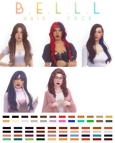 Sims 4 Grunge Cc, Lola Hair, Two Color Hair, Pelo Sims, Sims 4 Mm Cc, Tumblr Sims 4, Sims Games, Hair Pack, Sims 4 Mm