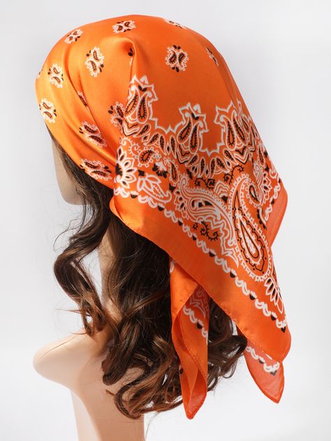 Paisley Print BandanaI discovered amazing products on SHEIN.com, come check them out! Orange Bandana, Adagio Dazzle, Brown Eyes Aesthetic, Bandana Outfit, Fire Hair, Ways To Wear A Scarf, Scarf Bandana, Bandana Scarf, Bandana Print