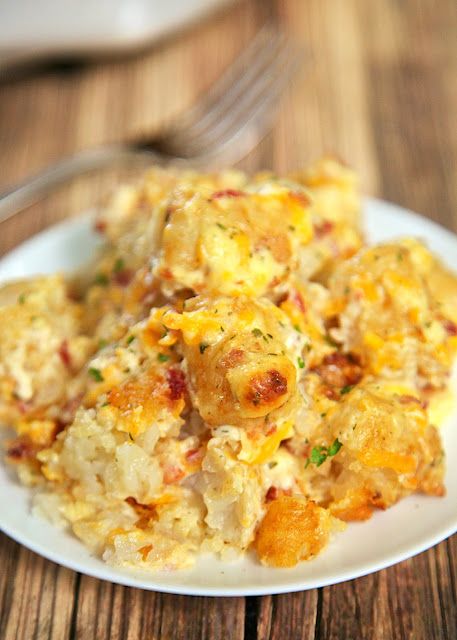 "Cracked Out" Tater Tot Casserole - Plain Chicken Cracked Out Tater Tot Casserole, Ranch Potato Casserole, Frozen Tater Tots, Recipe With Sour Cream, Low Fat Soups, Tater Tot Casserole Recipe, Cracked Out, Tater Tot Recipes, Tater Tot Casserole Recipes