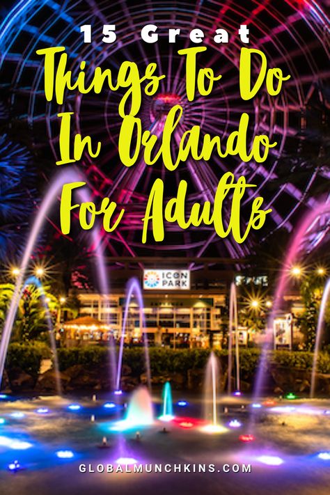 Whenever people talk about Florida, they seem to talk about Orlando specifically. They also tend to talk about what things families with kids can do. However, what about those who are just hanging out with their friends and are all adults? Read on to learn more about the 15 fun things you can do in Orlando for Adults! #familytravel Orlando For Adults, Aquatica Orlando, Vacation Hacks, Orlando Eye, Orlando Activities, Orlando Florida Vacation, Things To Do In Orlando, Florida Mall, Icon Parking