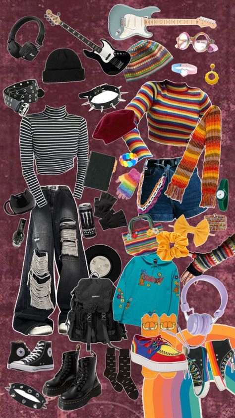 Goth Kidcore, Kidcore Outfit, Grunge Kidcore, Silly Clothes, Moda Hippie, School Fits, Goth Outfits, Orange Cat, Edgy Outfits