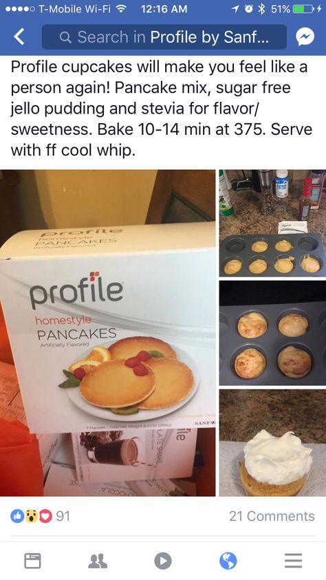 Profile Cupcakes Profile By Sanford Recipes, Profile By Sanford, Sugar Free Jello, Lean And Green Meals, Ideal Protein, Cooking Recipes Healthy, Low Calorie Desserts, Yummy Eats, Ww Recipes