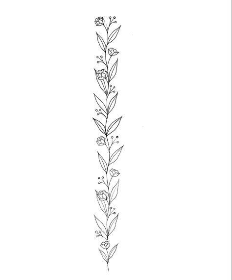 Straight Vine Tattoos, Birthdays Tattoo, Vine With Flowers Tattoo, Floral Tattoo Stencil, Straight Line Tattoo, Pixie Tattoo, Abstract Tattoo Ideas, Flower Spine Tattoos, Wrap Tattoo