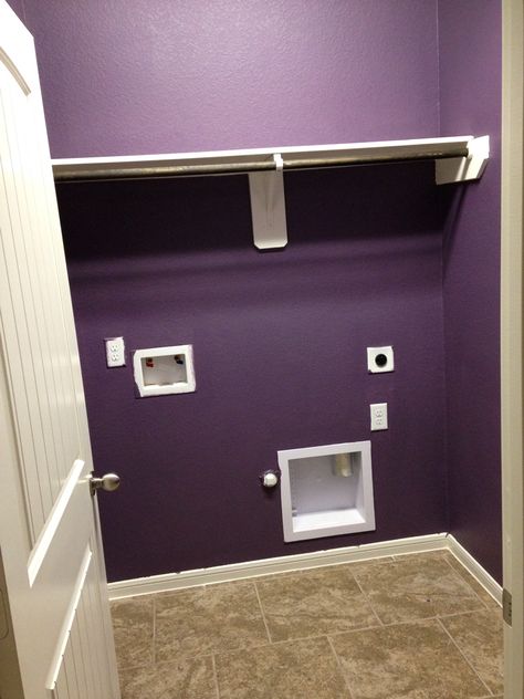 Eggplant purple laundry room Plum Laundry Room, Laundry Room Purple, Purple Laundry Room, House Additions, Laundry Clothesline, Colored Walls, Purple Beach, Mud Rooms, Laundry Room Inspiration