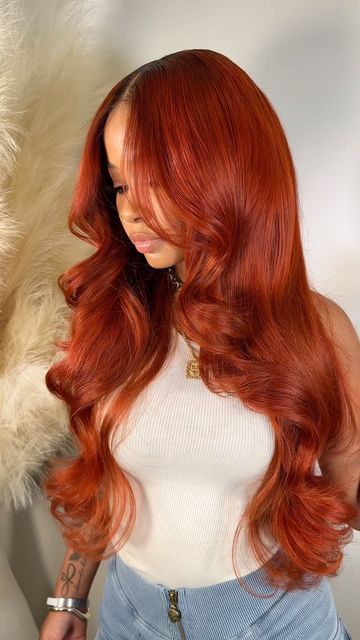 Houston Hair Stylist The Bleu Soleil on Instagram: "2/6” closure and 5 bundles of Indian Wavy from @wigdealer Custom Auburn Colored by me" Fall Color Wigs, Cute Hair Color, Orange Hair Color, Bday Hair, Colored Human Hair Wigs, 613 Wig, Aloe Vera Hair, Colorful Wig, Aloe Vera Hair Mask