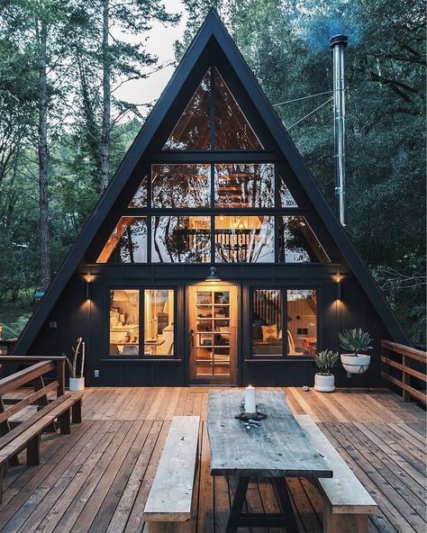 Random Inspiration 380 - UltraLinx A Frame Cabins, Cool Tree Houses, Frame Cabin, A Frame House Plans, Lake Arrowhead, A Frame Cabin, Bilik Tidur, A Frame House, Tiny House Cabin