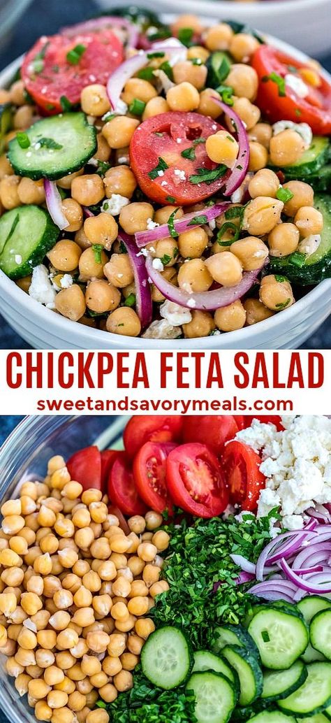 Chickpea Feta Salad, Chickpea Feta, Chickpea Salad Recipe, Salad Kale, Chickpea Salad Recipes, Salad Recipes Video, Feta Salad, Chickpea Salad, Summer Salad