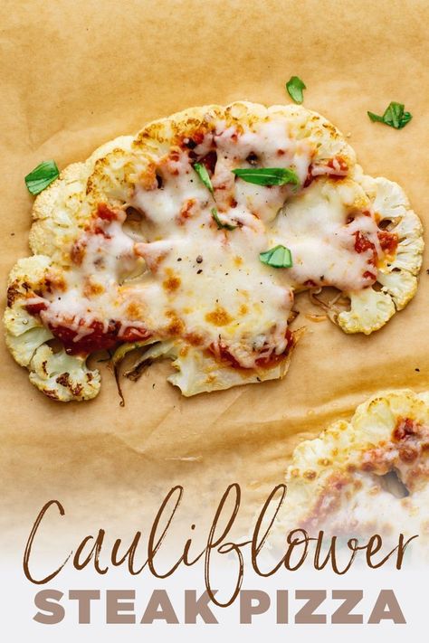 The easiest cauliflower pizza ever! Made with 4 simple ingredients and is a healthy low carb pizza to make for an occasion. | asimplepalate.com #cauliflower #pizza #dinner #lowcarb Tasty Cauliflower, Cauliflower Steak, Steak Pizza, Creamy Cauliflower Soup, Pizza Dinner, Easy Cauliflower, Low Carb Low Fat Recipes, Healthy Low Carb, Cauliflower Steaks