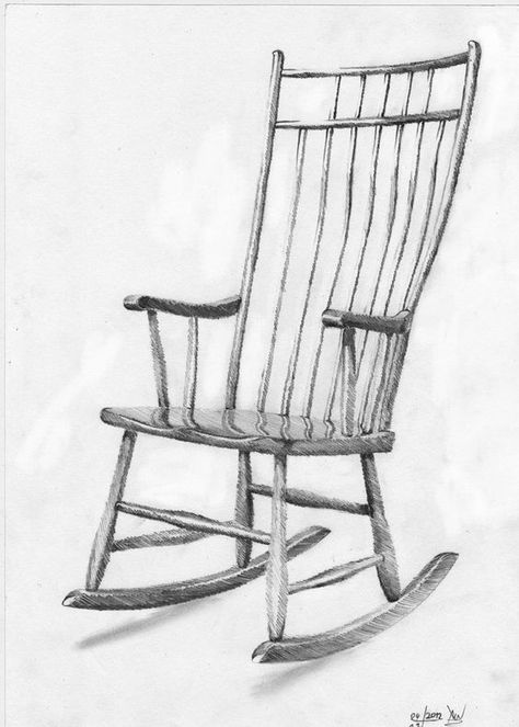 Rocking Chair Drawing, Chair Sketch, Big Comfy Chair, معرض فني, Chair Drawing, Antique Dining Chairs, Reupholster Chair, Caster Chairs, Leather Recliner Chair