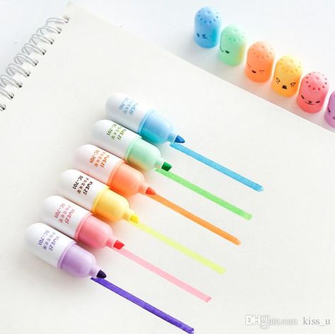 Mini Aesthetic, Pastel Highlighter, Highlighter Set, Korean Stationery, Highlighter Pen, Pretty Notes, Highlighters Markers, Cute Stationary, Cute Pens