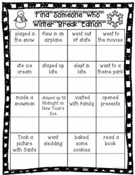 Find Someone Who....Winter Break Edition Family Landscape, Snow Love, Photography Coffee, Christmas Worksheets, Family Presents, Teacher Worksheets, Winter Break, Daily Routines, Love Travel