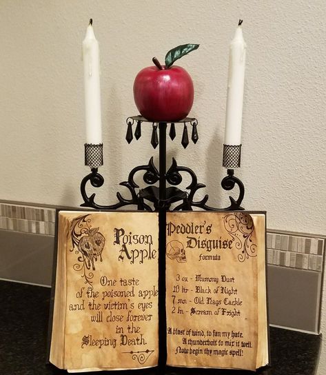 Diy Poison Apple Decoration, Poison Apple Halloween Decor, Evil Queen Decorations, Poison Apple Decor, Witchy Party, Haunted Garden, Disney Villain Party, Snow White Poison Apple, Pumpkin Painting Party